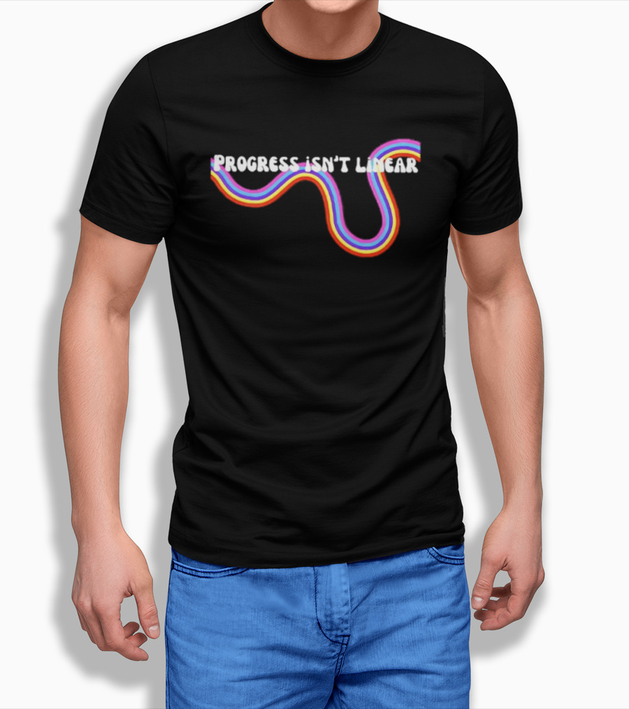 Progress Isn't Linear Rainbow Ribbon Curve T-Shirt
