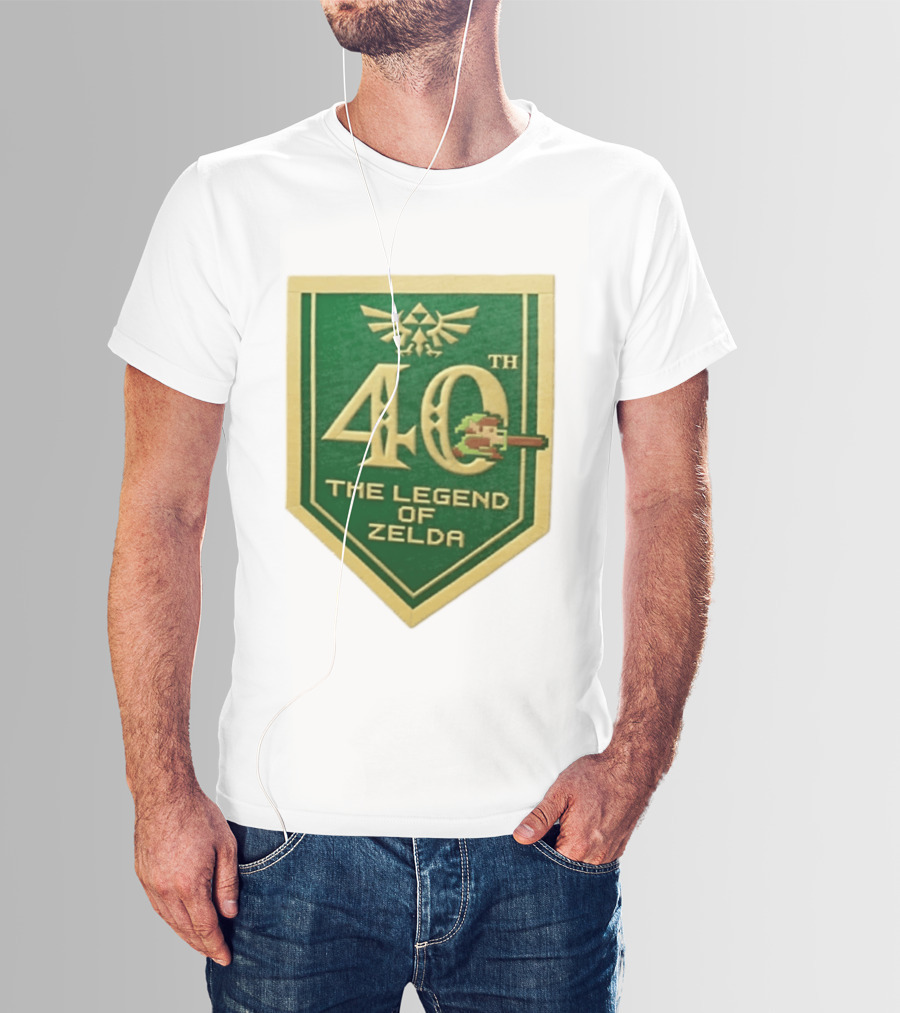 40th Anniversary The Legend Of Zelda With Link Pixel Art And Triforce T-Shirt
