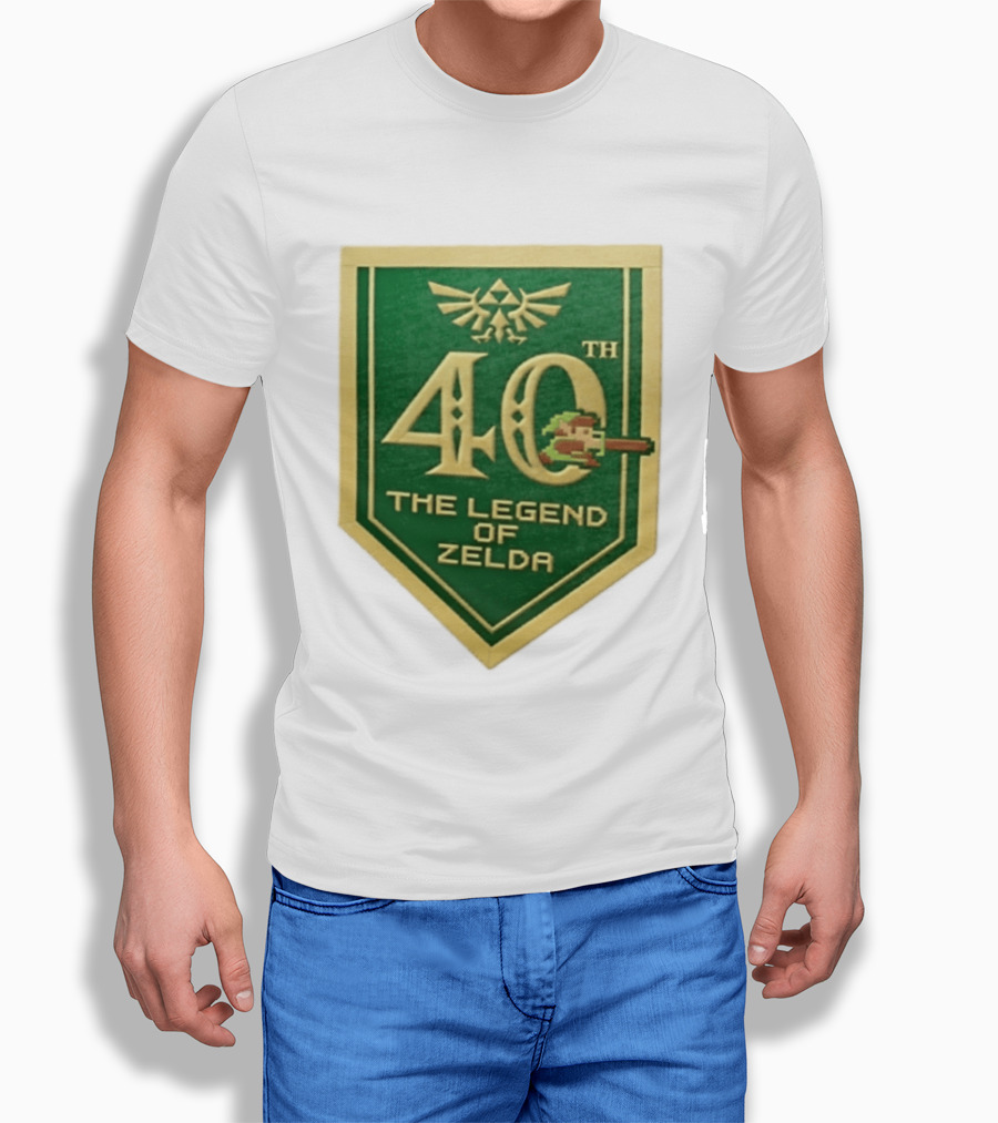 40th Anniversary The Legend Of Zelda With Link Pixel Art And Triforce T-Shirt