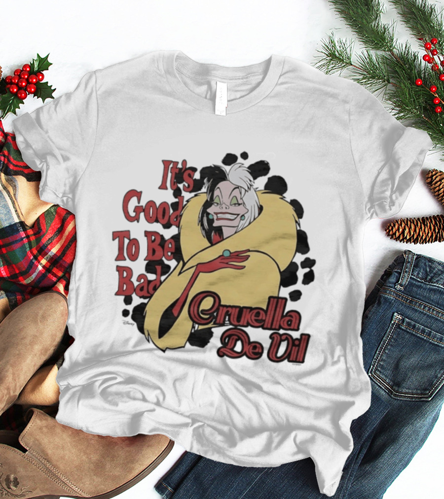 101 Dalmatians Cruella De Vil It's Good To Be Bad Retro Cartoon Villain T-Shirt