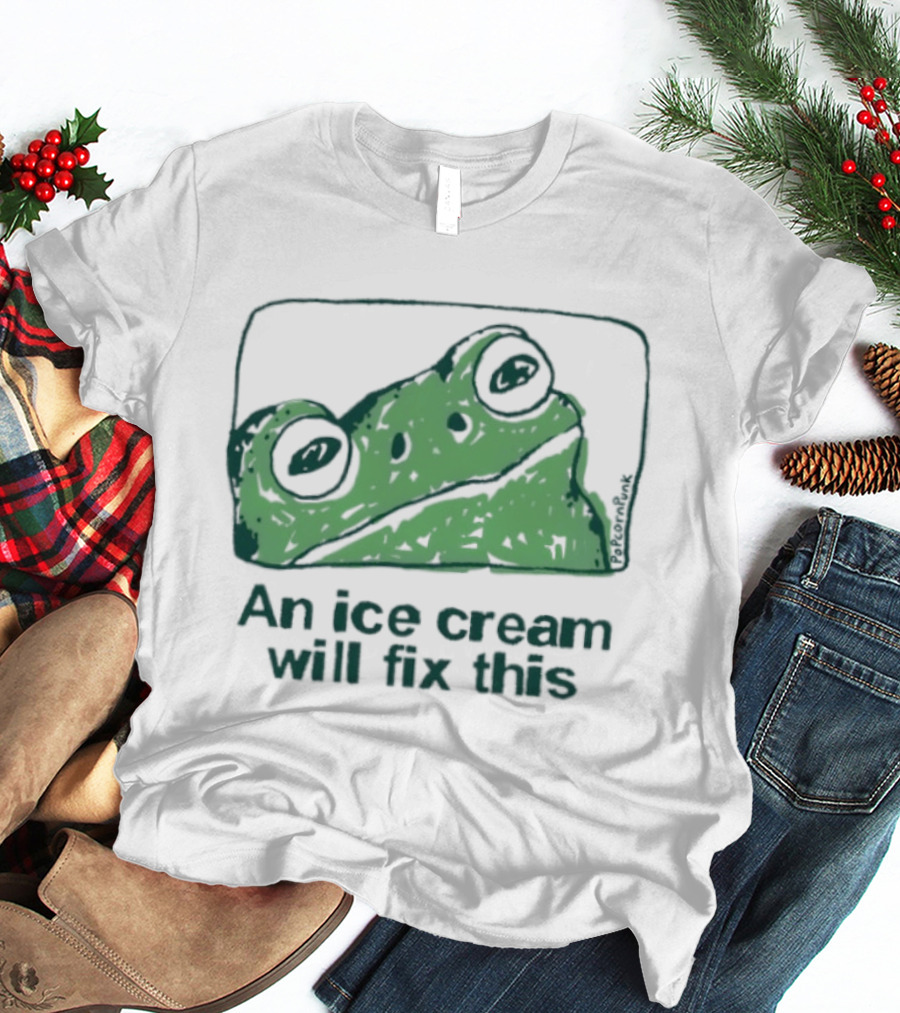 An Ice Cream Will Fix This Frog Retro Humor T-Shirt
