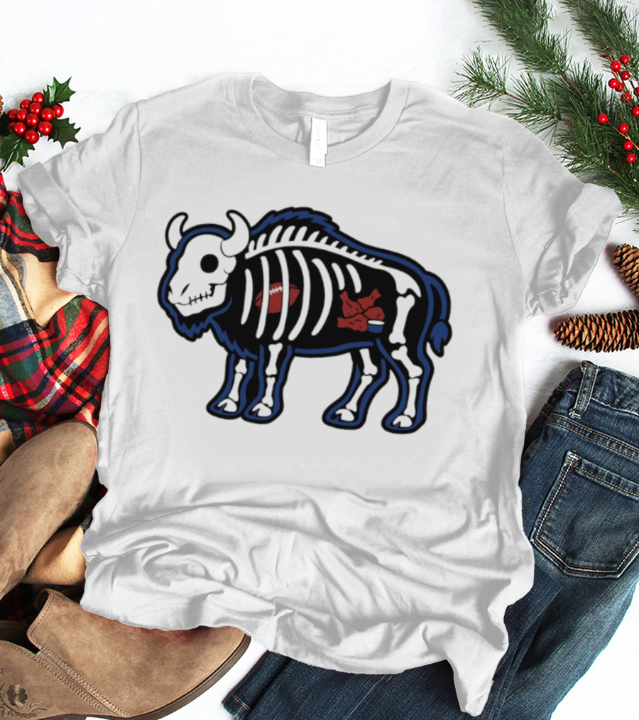Buffalo Mafia Football X Ray Skeleton Drawing With Chicken Wings And Blue Cheese T-Shirt