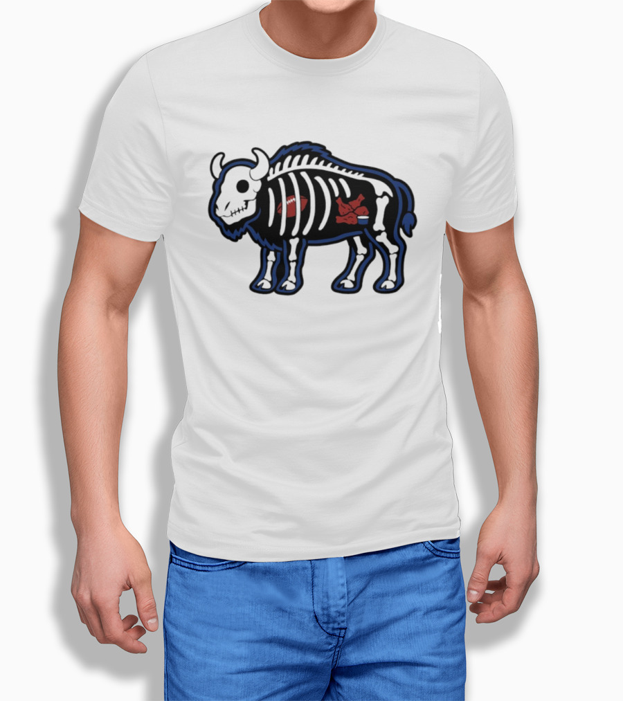 Buffalo Mafia Football X Ray Skeleton Drawing With Chicken Wings And Blue Cheese T-Shirt
