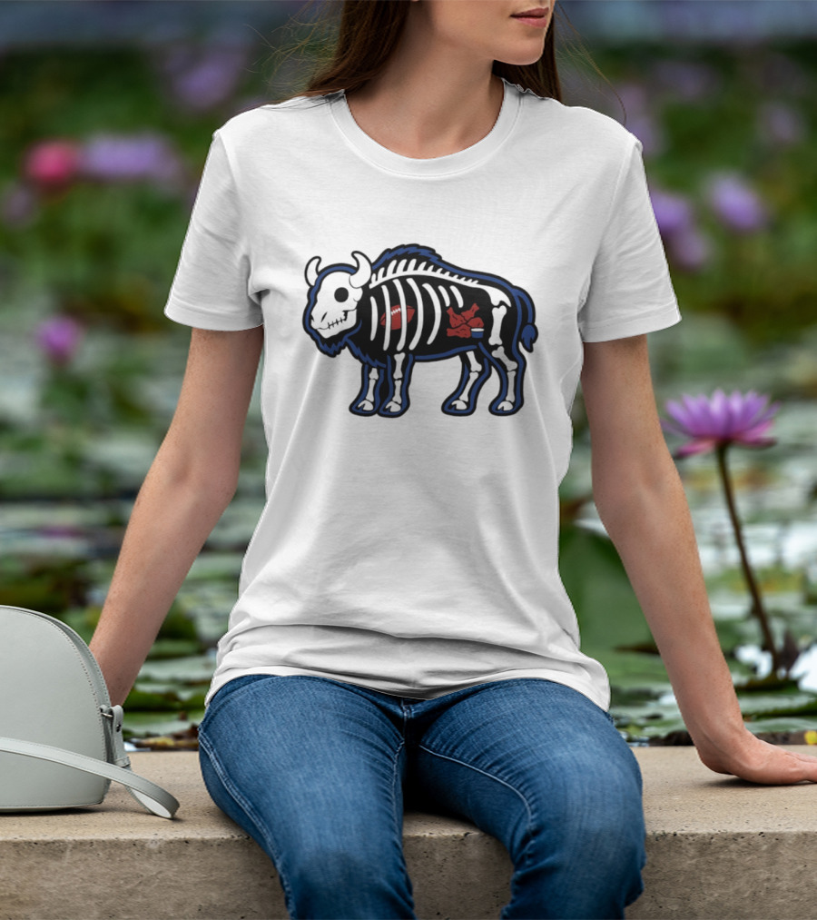 Buffalo Mafia Football X Ray Skeleton Drawing With Chicken Wings And Blue Cheese T-Shirt