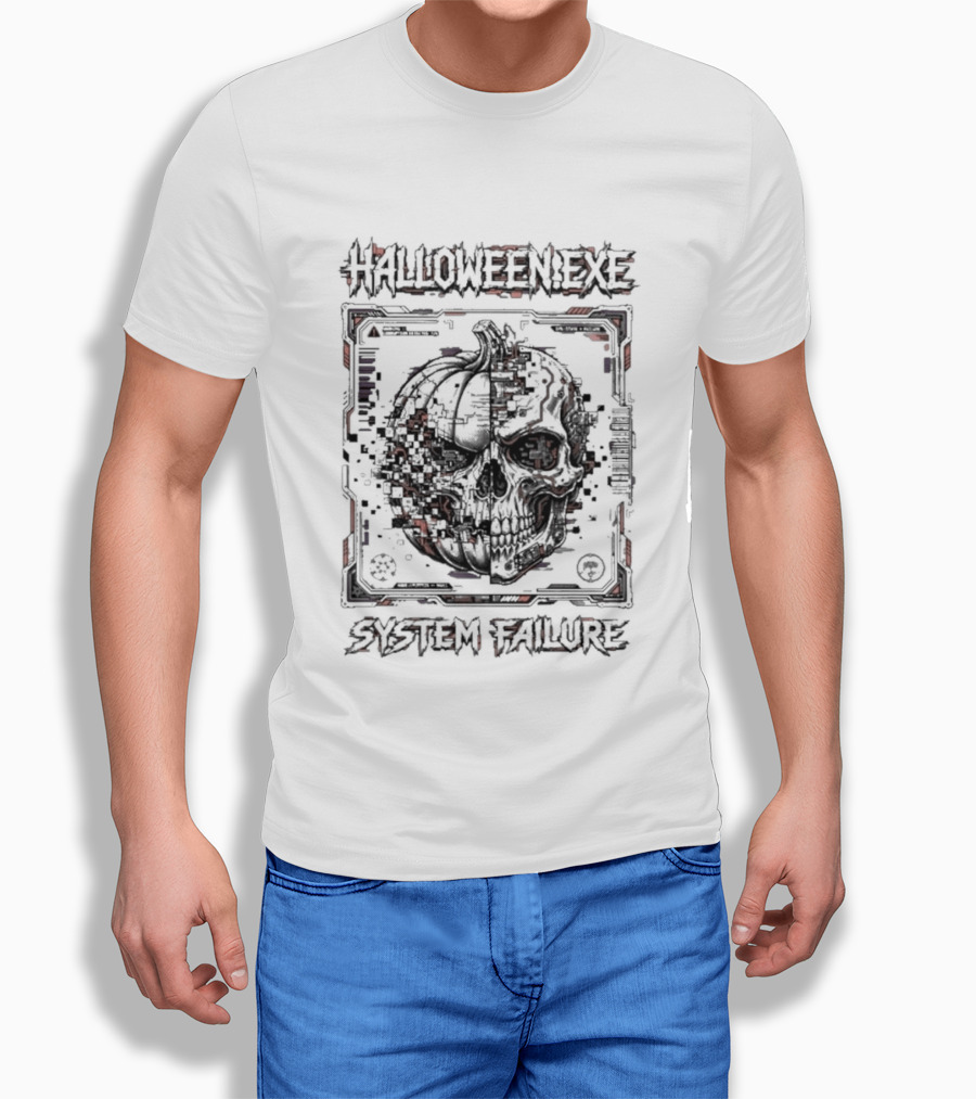 Halloween EXE System Failure Cyberpunk Glitch Horror T-Shirt