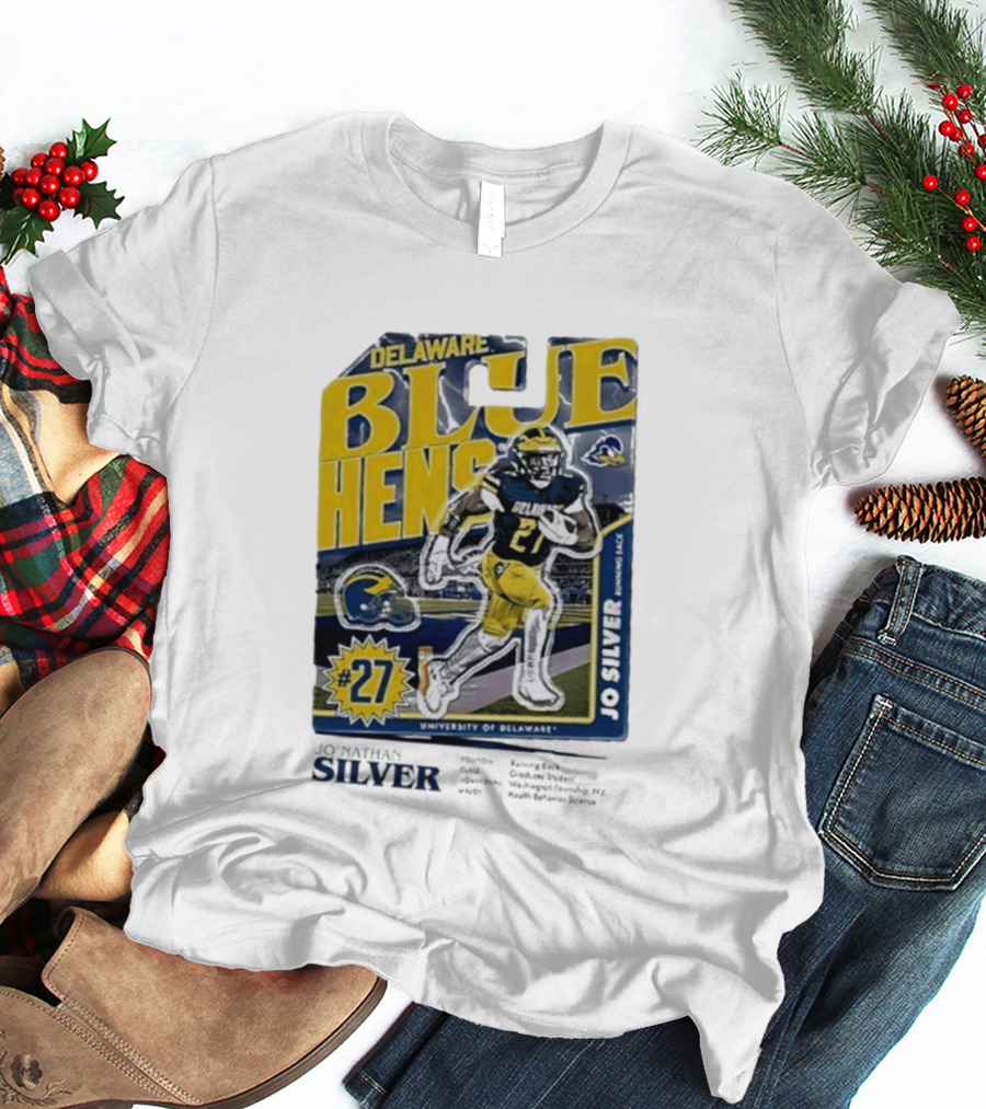 Delaware Blue Hens Jo Silver #27 University Of Delaware Football T-Shirt