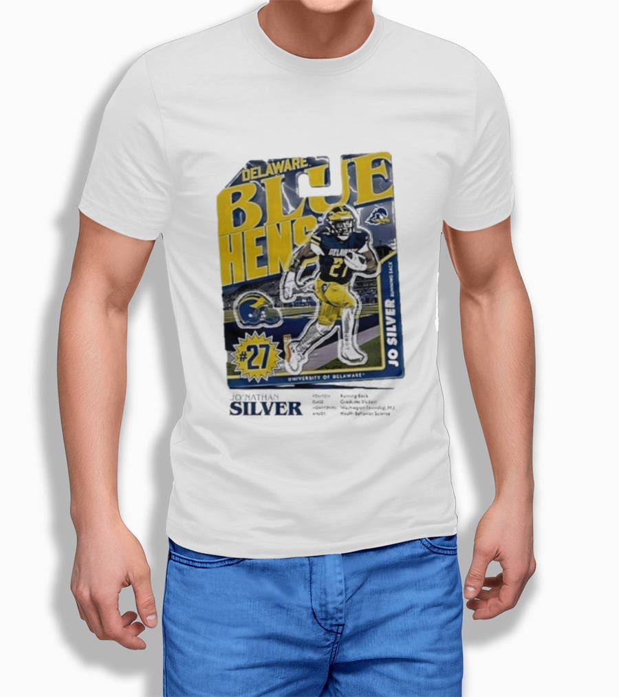Delaware Blue Hens Jo Silver #27 University Of Delaware Football T-Shirt