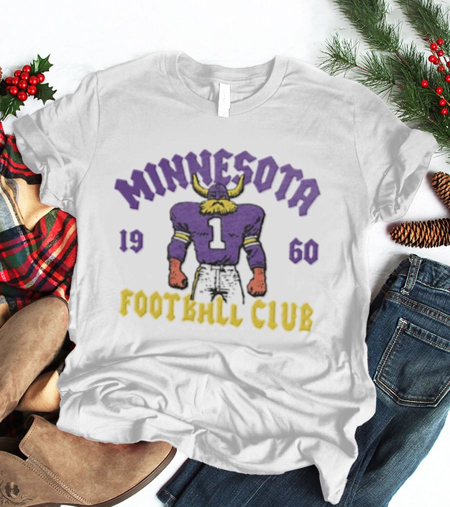 Minnesota Vikings 1960 Football Club Retro Horned Player Purple Yellow T-Shirt