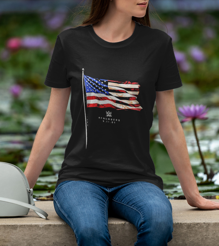 WWE Remembers American Flag Patriot Tribute Vintage Look T-Shirt