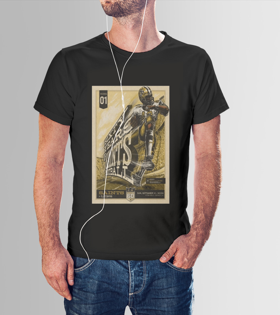 New Orleans Saints Vs Detroit Lions 60th Anniversary John Gilliam Tribute September 13 2026 Ford Field T-Shirt