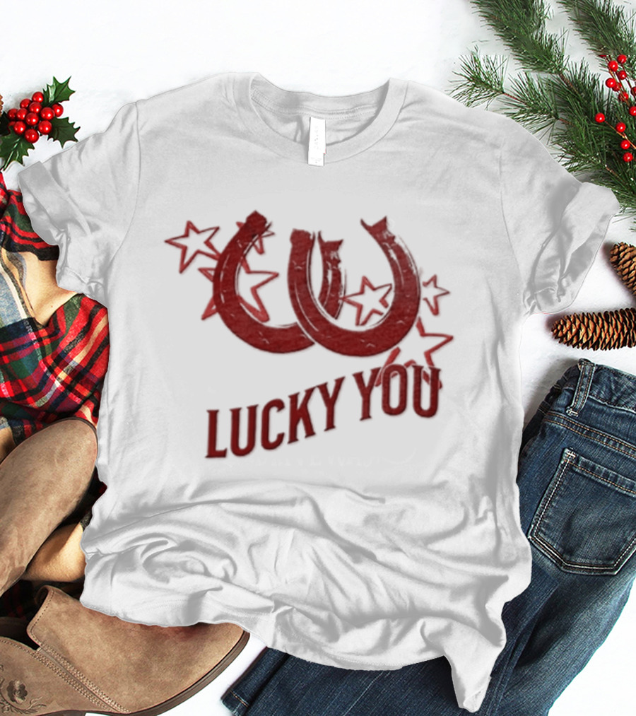 Lucky You Two Horseshoes Stars T-Shirt