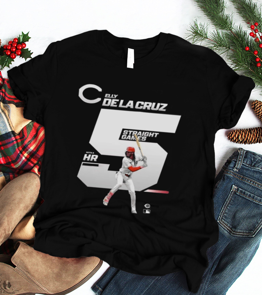 Elly De La Cruz 5 Straight Game 26 HR Baseball Player T-Shirt