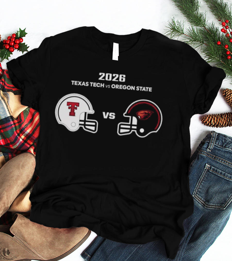 2026 Texas Tech Vs Oregon State Football Matchup Helmets T-Shirt