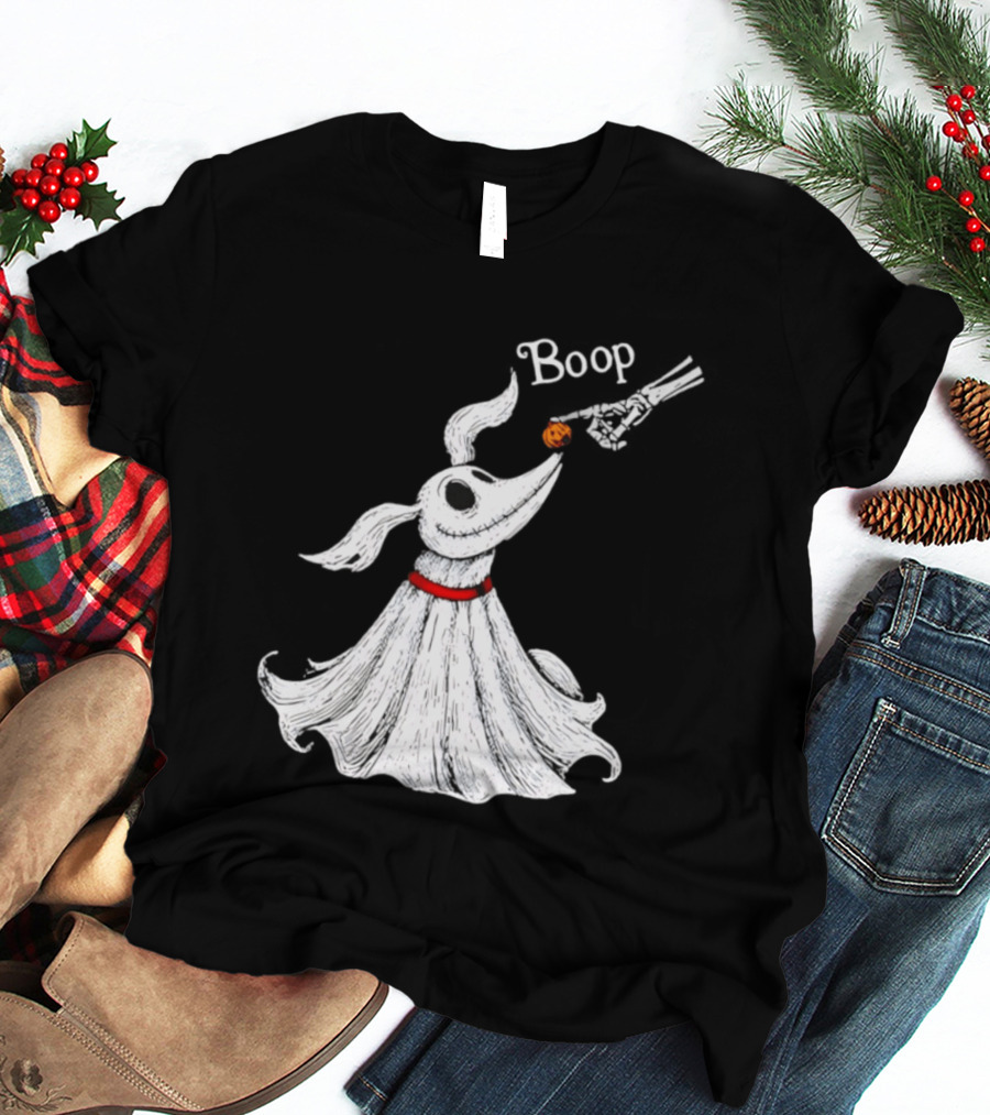 Zero Dog Boop Halloween Skeleton Hand Ghost Dog Pumpkin Nose T-Shirt