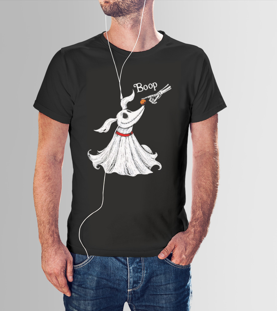 Zero Dog Boop Halloween Skeleton Hand Ghost Dog Pumpkin Nose T-Shirt