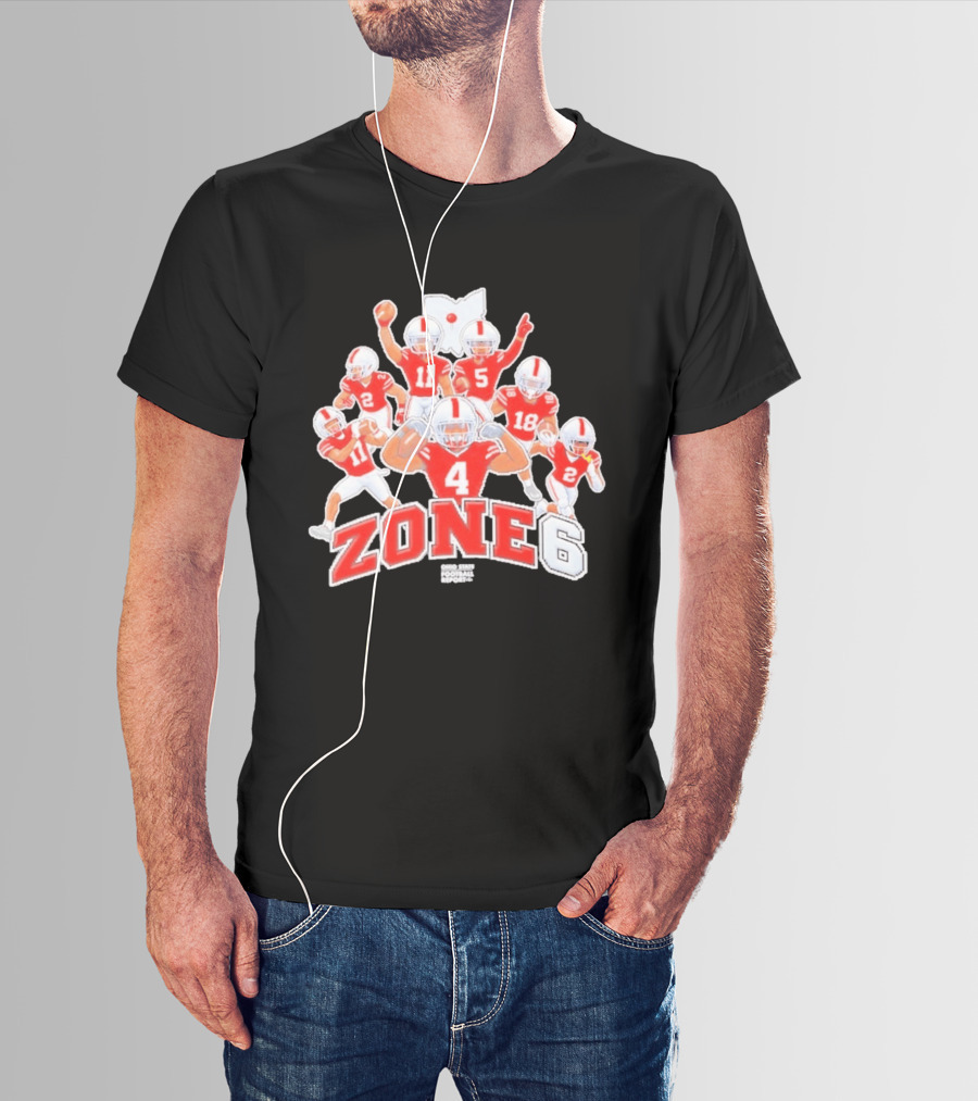 Zone 6 Ohio State Buckeyes Football Players Pose With State T-Shirt