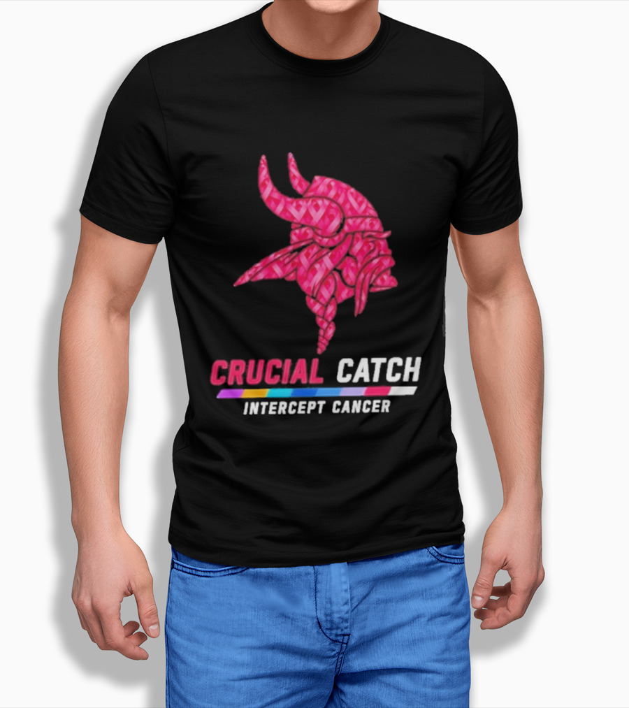 Minnesota Vikings 2026 Crucial Catch Intercept Cancer Pink Crucial Catch Intercept Cancer T-Shirt
