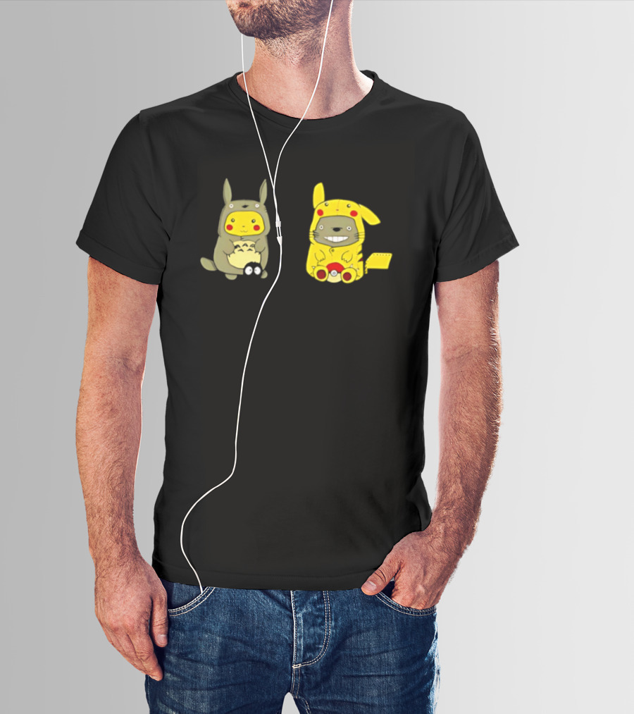 Pikachu Pokémon My Neighbor Totoro Studio Ghibli Crossover Characters T-Shirt