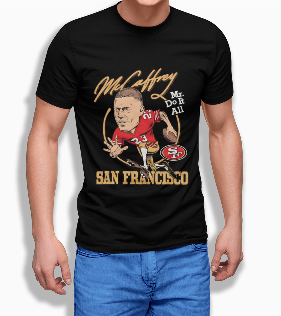 Christian McCaffrey 23 Mr Do It All San Francisco Football Caricature T-Shirt