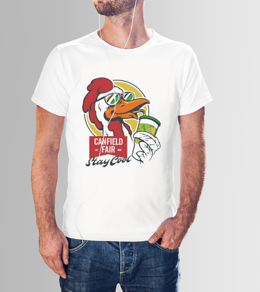 Canfield Fair Stay Cool Rooster Drinking Lemonade T-Shirt