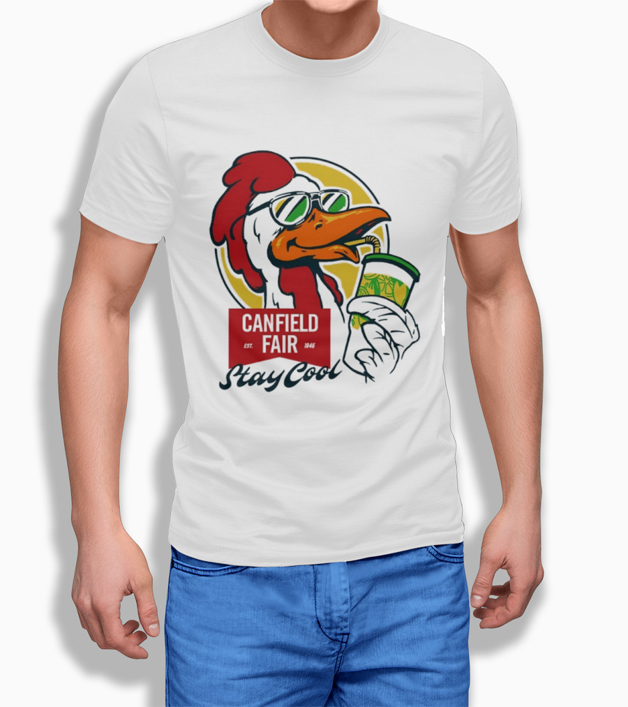 Canfield Fair Stay Cool Rooster Drinking Lemonade T-Shirt