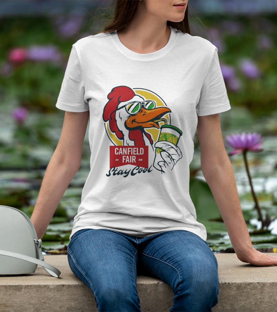 Canfield Fair Stay Cool Rooster Drinking Lemonade T-Shirt