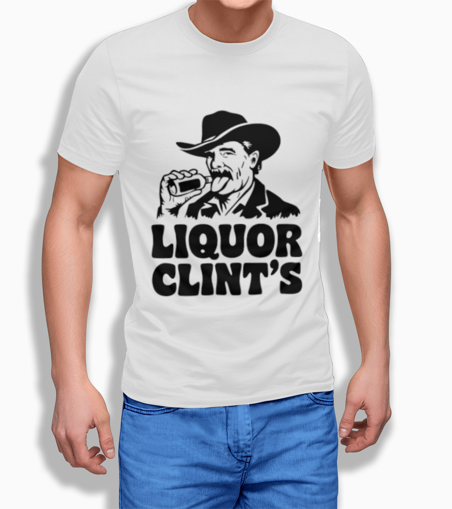 Liquor Clint's Clint Eastwood Western Cowboy Drinking Whiskey T-Shirt