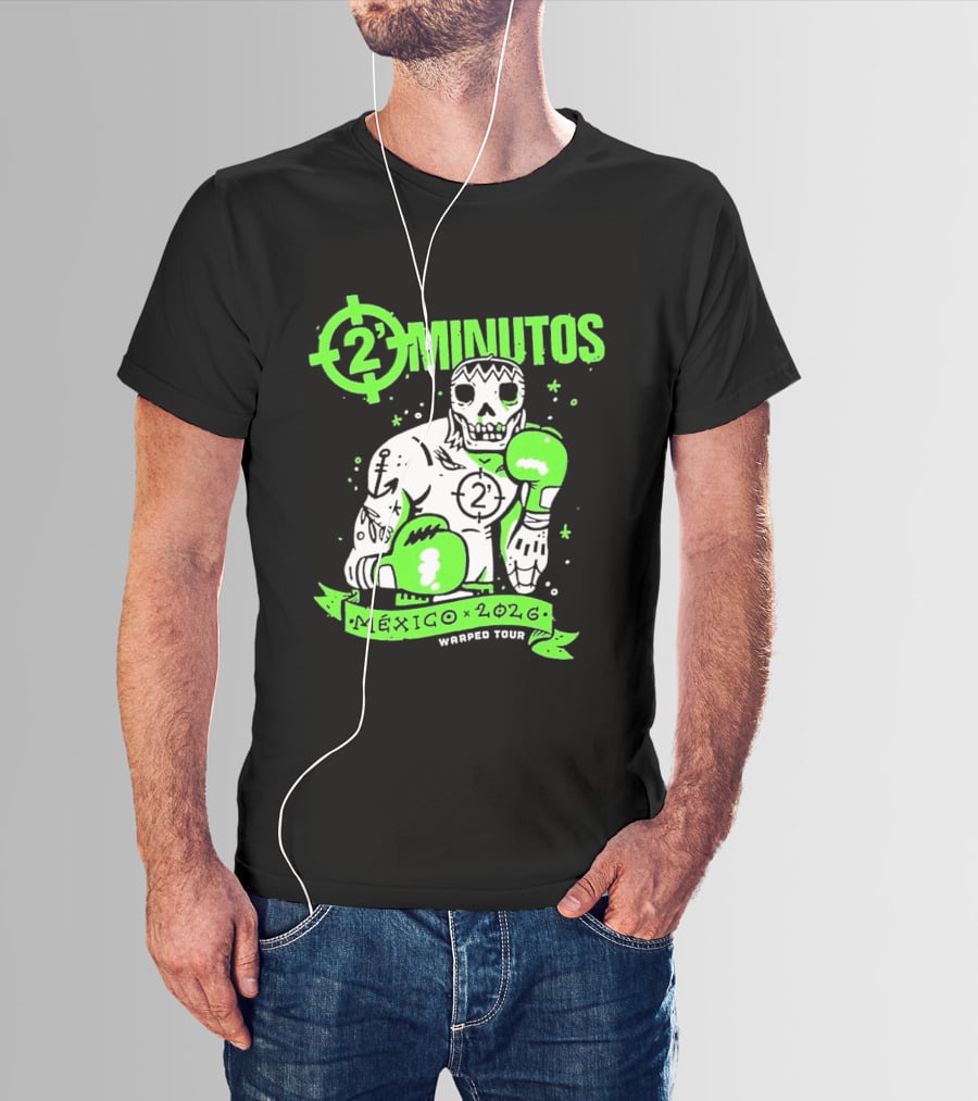 2 Minutos Mexico 2026 Skeleton Boxer Warped Tour T-Shirt