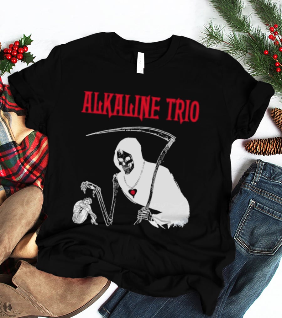 Alkaline Trio Grim Reaper Scythe Heart Skeleton T-Shirt