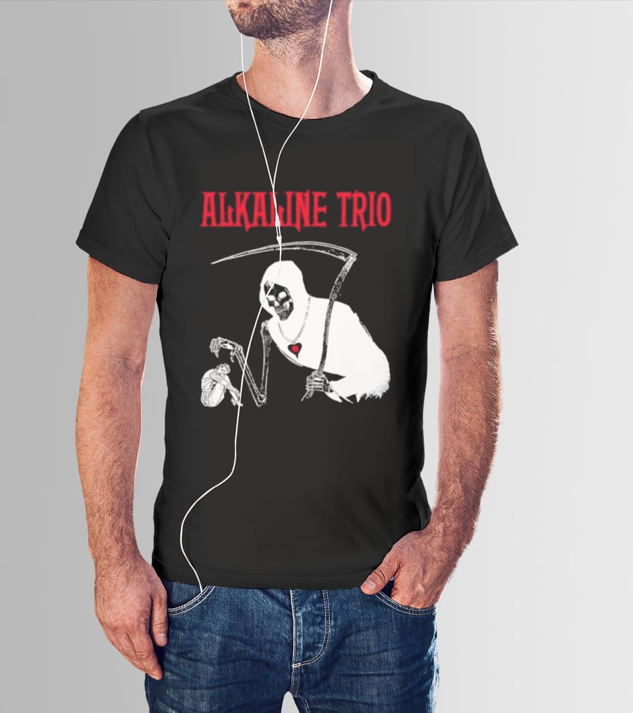 Alkaline Trio Grim Reaper Scythe Heart Skeleton T-Shirt