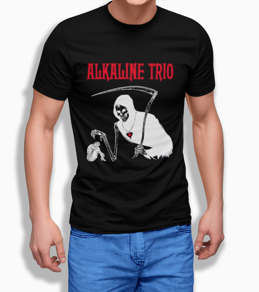 Alkaline Trio Grim Reaper Scythe Heart Skeleton T-Shirt