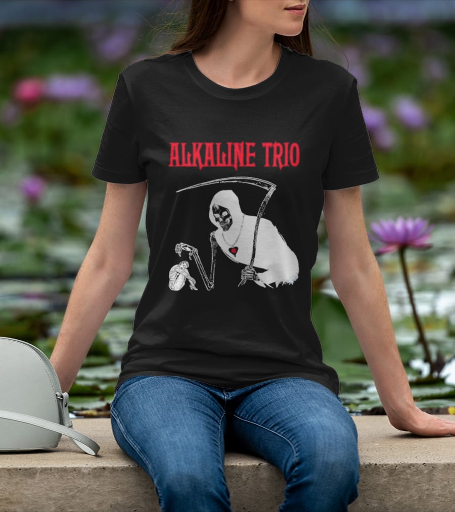 Alkaline Trio Grim Reaper Scythe Heart Skeleton T-Shirt