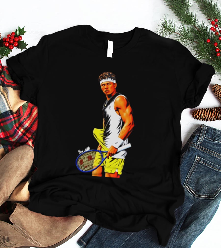Ben Shelton Tennis Player 2026 Cartoon With Headband And Racket T-Shirt