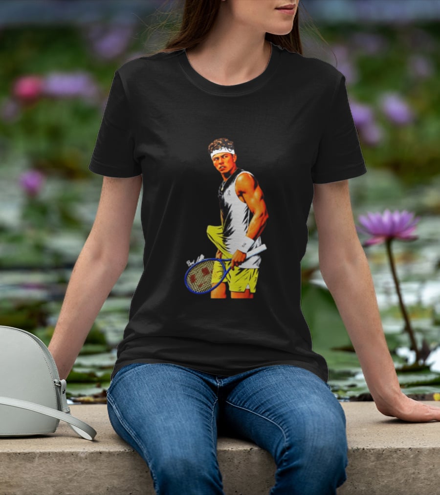 Ben Shelton Tennis Player 2026 Cartoon With Headband And Racket T-Shirt