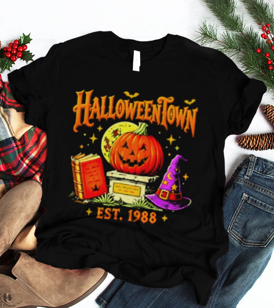 Halloweentown Est 1988 Magic Spells And Potions Pumpkin Witch Hat Book T-Shirt