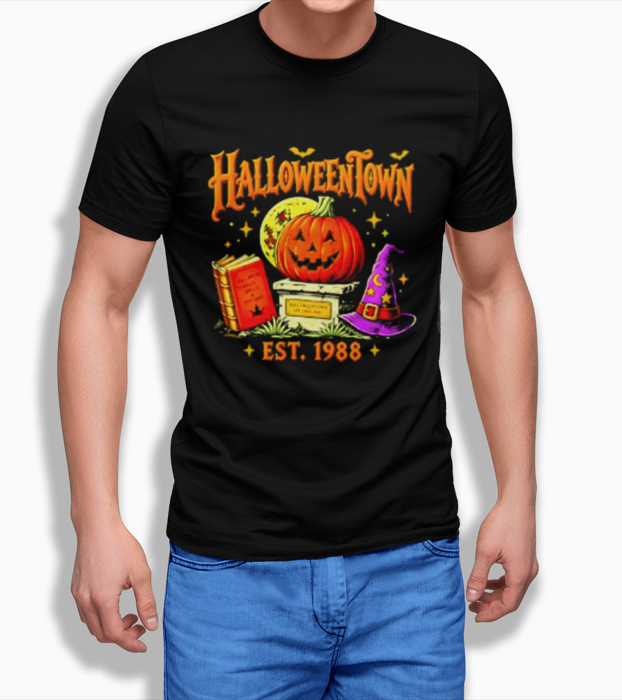Halloweentown Est 1988 Magic Spells And Potions Pumpkin Witch Hat Book T-Shirt