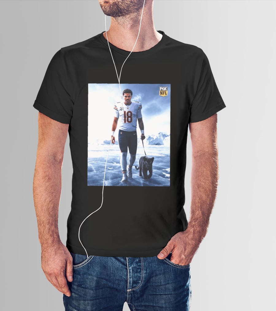 Chicago Bears Caleb Williams Black Panther NFL Ice Walk T-Shirt