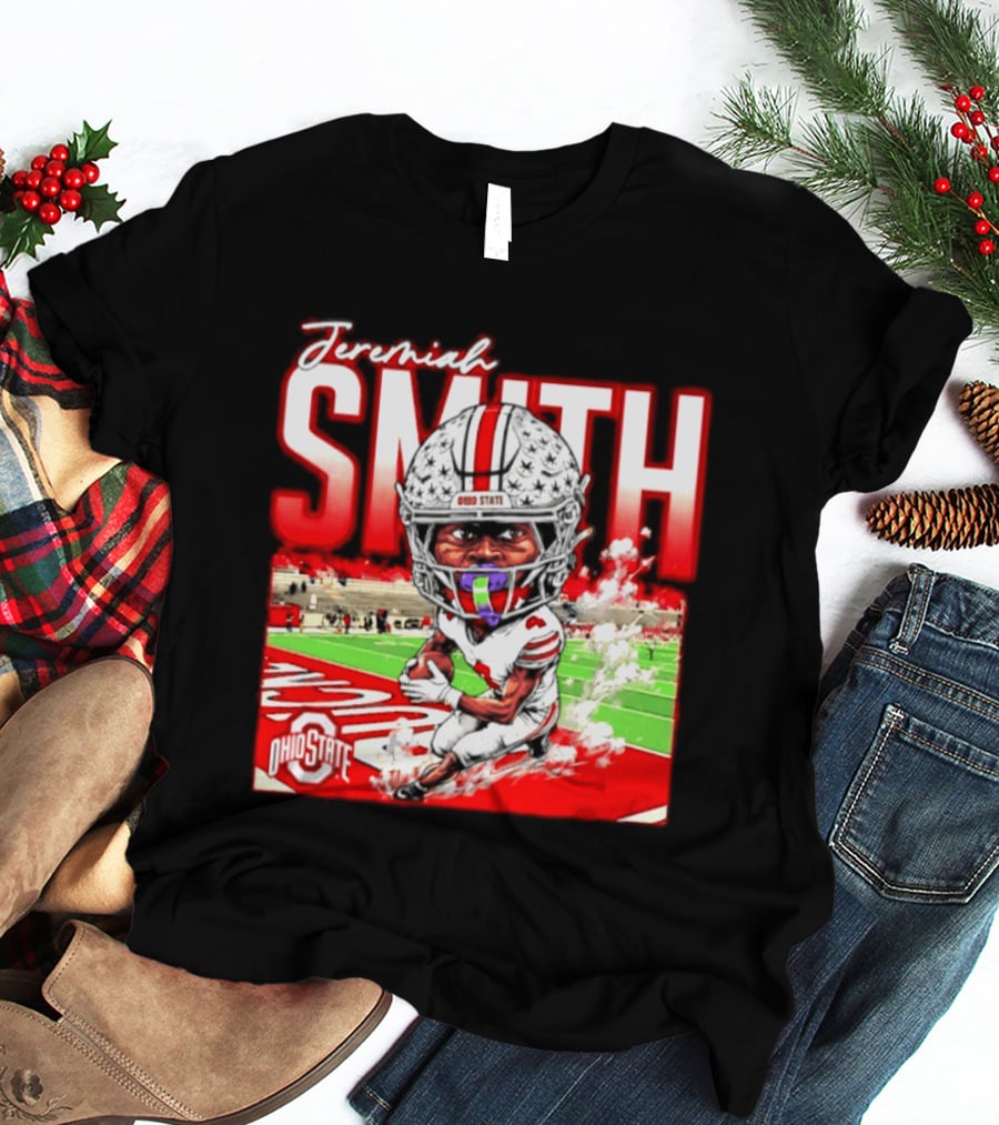 Jeremiah Smith Ohio State Buckeyes NCAA Player Running Caricature T-Shirt