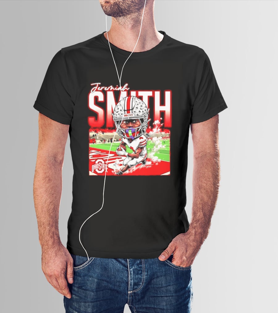 Jeremiah Smith Ohio State Buckeyes NCAA Player Running Caricature T-Shirt