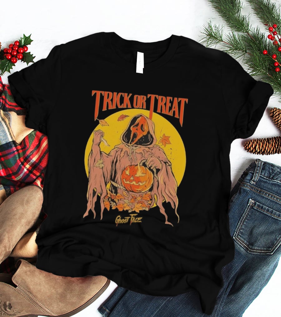 Trick Or Treat Ghost Face Pumpkin Cavity Colors Halloween T-Shirt