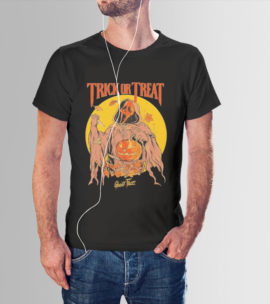 Trick Or Treat Ghost Face Pumpkin Cavity Colors Halloween T-Shirt