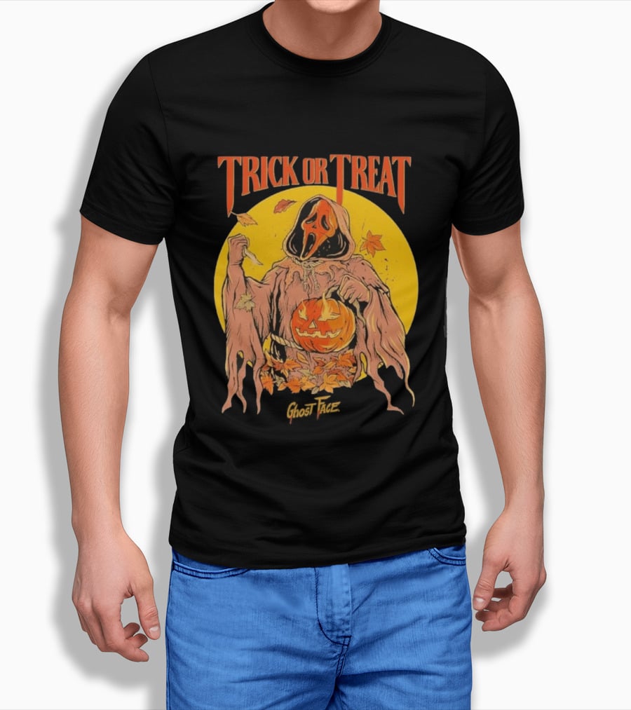 Trick Or Treat Ghost Face Pumpkin Cavity Colors Halloween T-Shirt