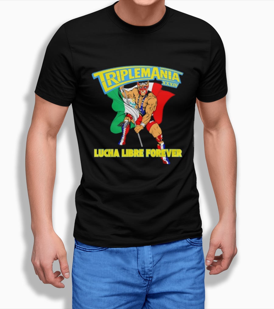 Triplemania XXXIV Lucha Libre Forever Wrestler Mexican Flag T-Shirt