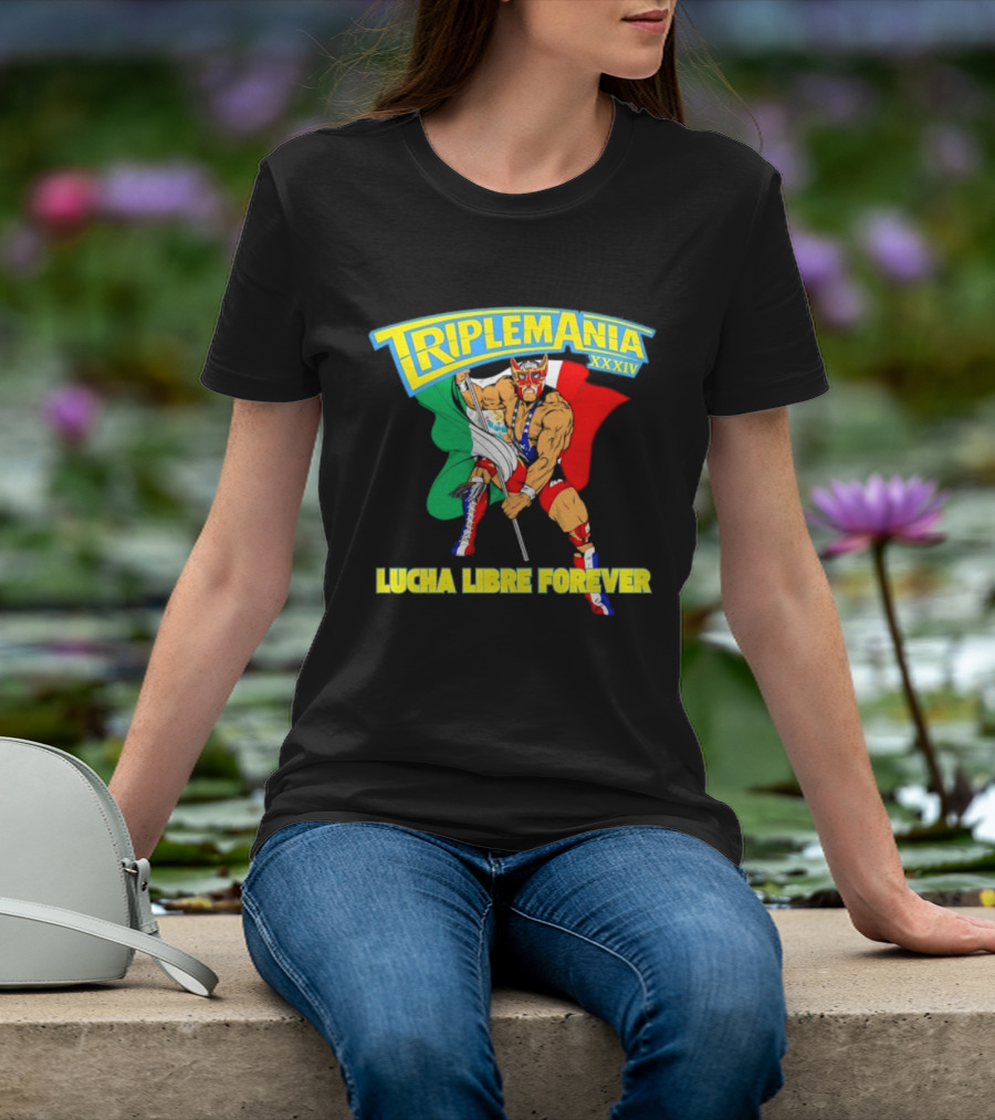 Triplemania XXXIV Lucha Libre Forever Wrestler Mexican Flag T-Shirt