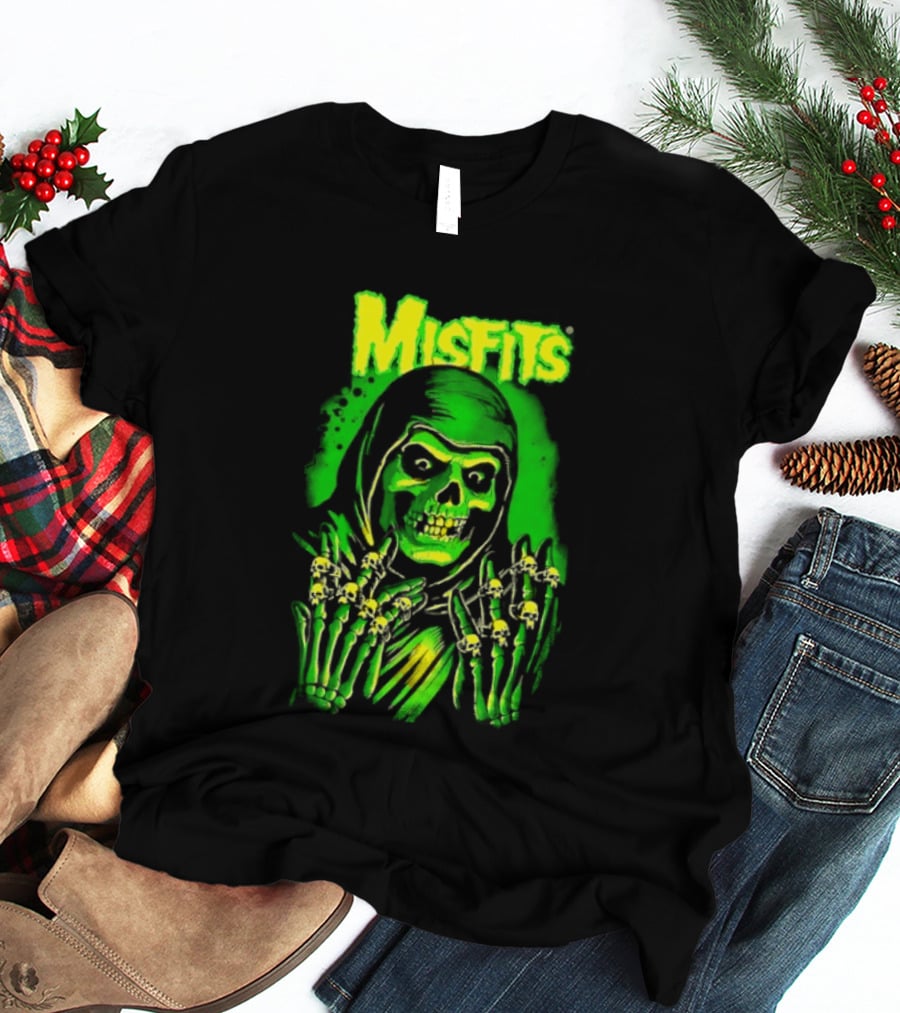 Misfits Fiend Club 26 Punk Rock Jerry Only Skull Neon Green T-Shirt