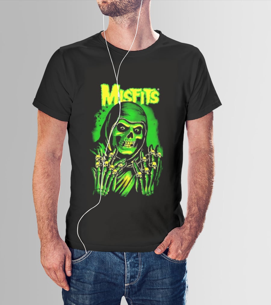 Misfits Fiend Club 26 Punk Rock Jerry Only Skull Neon Green T-Shirt