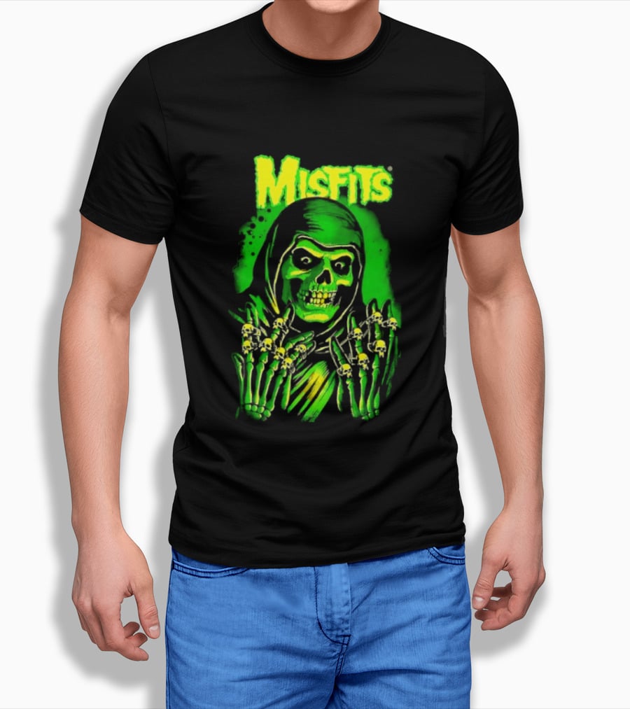 Misfits Fiend Club 26 Punk Rock Jerry Only Skull Neon Green T-Shirt