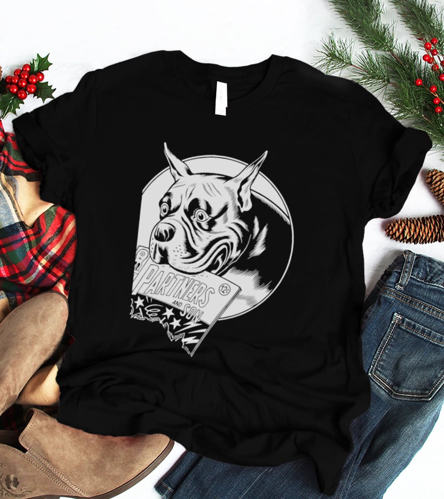 Pitbull Dog Comic Book With Biting Graphic And Stars T-Shirt