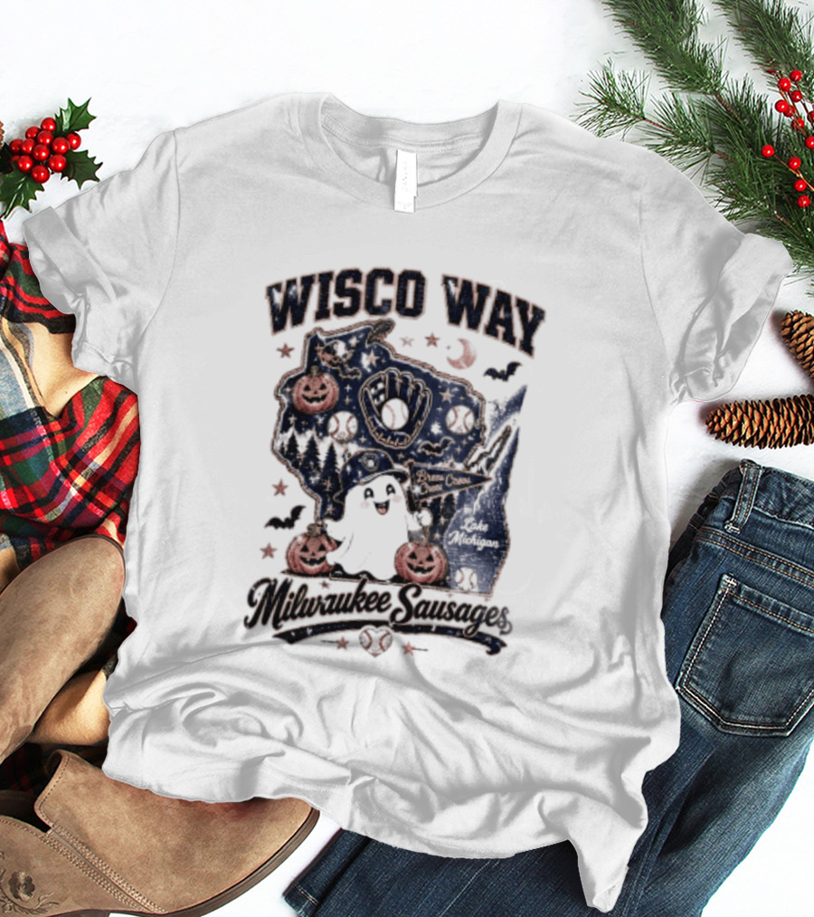 Wisco Way Milwaukee Sausages Halloween Ghosts 2026 T-Shirt