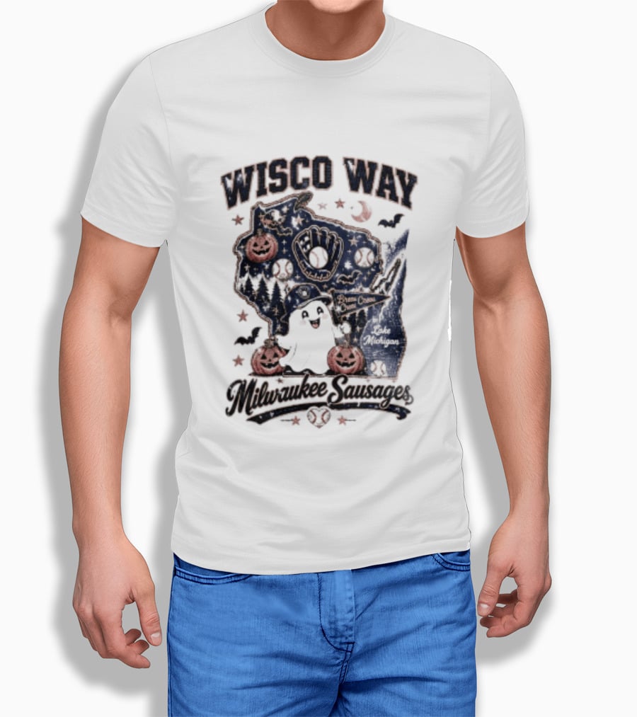 Wisco Way Milwaukee Sausages Halloween Ghosts 2026 T-Shirt